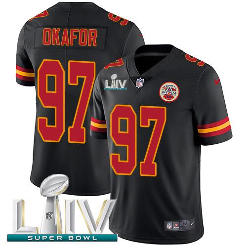 Nike Kansas City Chiefs #97 Alex Okafor Black Super Bowl LIV 2020 Stitched NFL Limited Rush Jersey