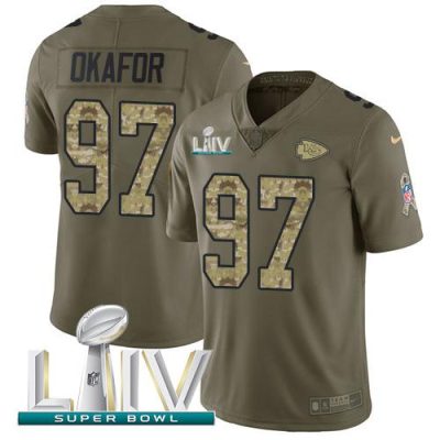 Nike Kansas City Chiefs #97 Alex Okafor Olive/Camo Super Bowl LIV 2020 Stitched NFL Limited 2017 Salute To Service Jersey