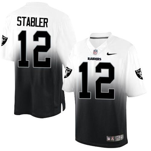 Nike Las Vegas Raiders #12 Kenny Stabler White/Black Stitched NFL Elite Fadeaway Fashion Jersey
