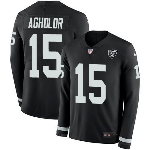Nike Las Vegas Raiders #15 Nelson Agholor Black Team Color Stitched NFL Limited Therma Long Sleeve Jersey