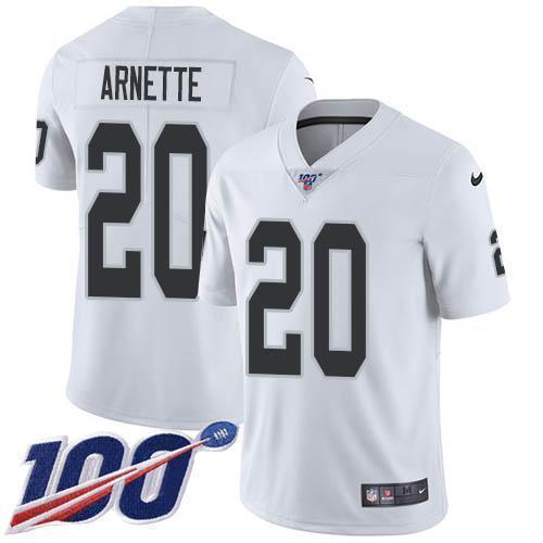 Nike Las Vegas Raiders #20 Damon Arnette White Stitched NFL 100th Season Vapor Untouchable Limited Jersey