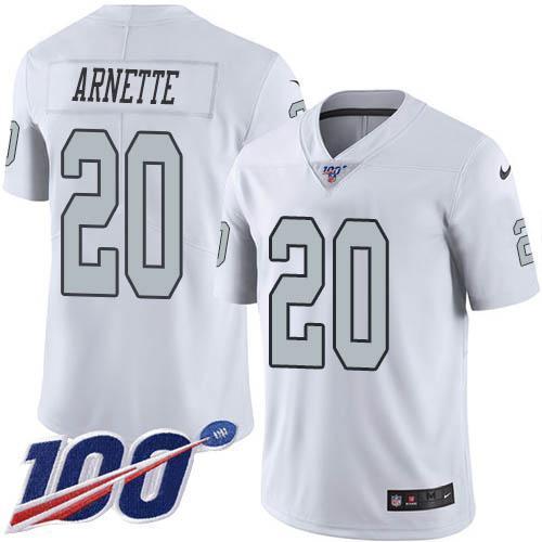 Nike Las Vegas Raiders #20 Damon Arnette White Stitched NFL Limited Rush 100th Season Jersey