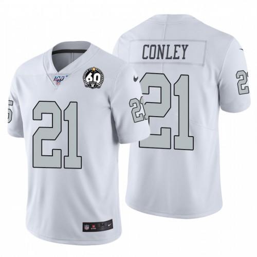 Nike Las Vegas Raiders #21 Gareon Conley White 60th Anniversary Patch Stitched NFL 100 Limited Color Rush Jersey