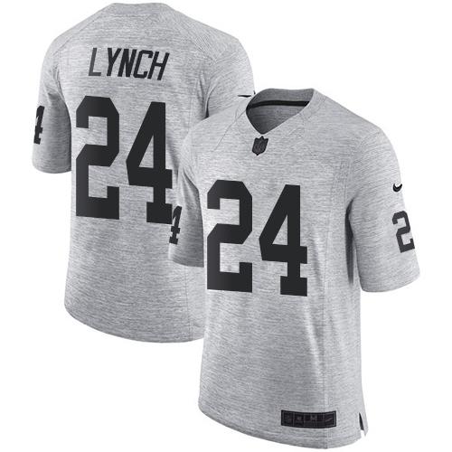 Nike Las Vegas Raiders #24 Marshawn Lynch Gray Stitched NFL Limited Gridiron Gray II Jersey