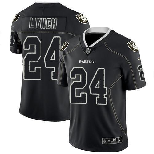 Nike Las Vegas Raiders #24 Marshawn Lynch Lights Out Black Stitched NFL Limited Rush Jersey