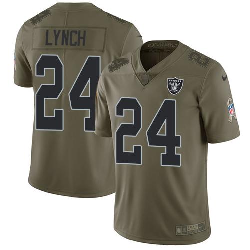Nike Las Vegas Raiders #24 Marshawn Lynch Olive Stitched NFL Limited 2017 Salute To Service Jersey