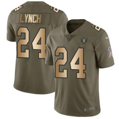 Nike Las Vegas Raiders #24 Marshawn Lynch Olive/Gold Stitched NFL Limited 2017 Salute To Service Jersey