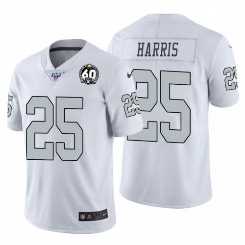 Nike Las Vegas Raiders #25 Erik Harris White 60th Anniversary Patch Stitched NFL 100 Limited Color Rush Jersey