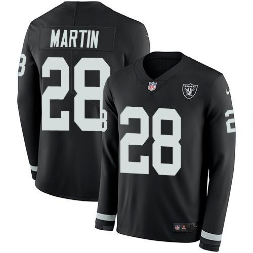 Nike Las Vegas Raiders #28 Doug Martin Black Team Color Stitched NFL Limited Therma Long Sleeve Jersey