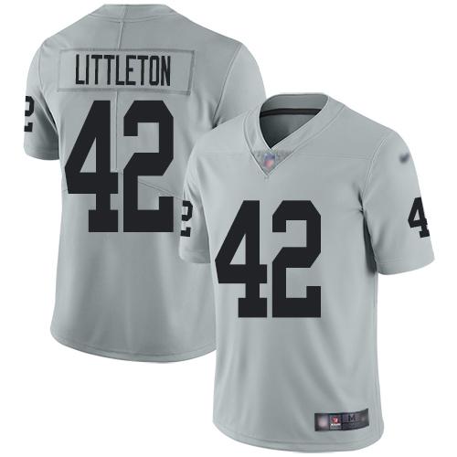 Nike Las Vegas Raiders #42 Cory Littleton Silver Stitched NFL Limited Inverted Legend Jersey