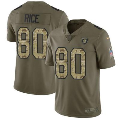 Nike Las Vegas Raiders #80 Jerry Rice Olive/Camo Stitched NFL Limited 2017 Salute To Service Jersey