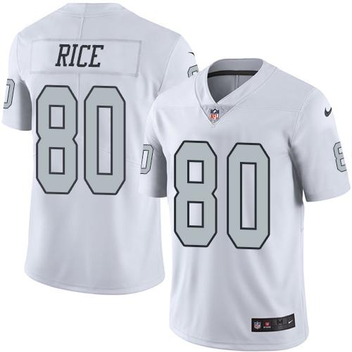 Nike Las Vegas Raiders #80 Jerry Rice White Stitched NFL Limited Rush Jersey