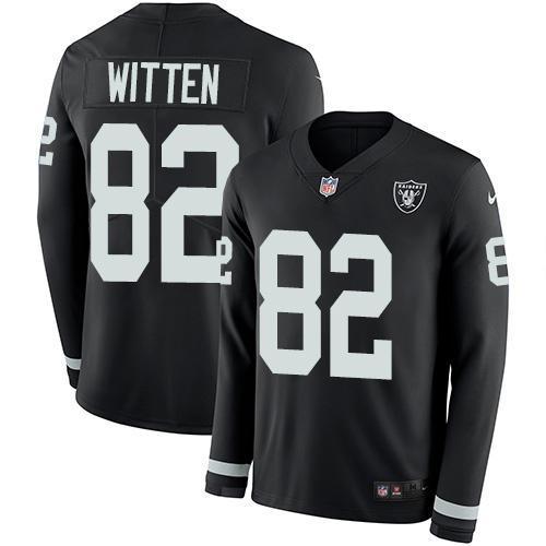 Nike Las Vegas Raiders #82 Jason Witten Black Team Color Stitched NFL Limited Therma Long Sleeve Jersey