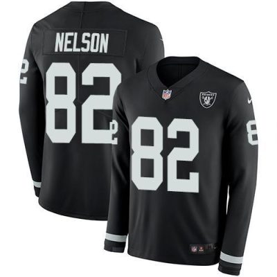 Nike Las Vegas Raiders #82 Jordy Nelson Black Team Color Stitched NFL Limited Therma Long Sleeve Jersey