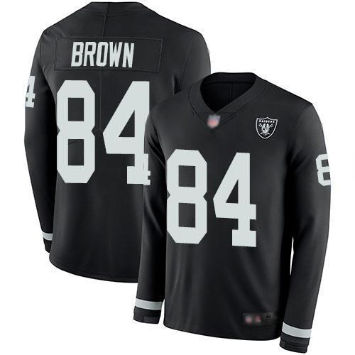 Nike Las Vegas Raiders #84 Antonio Brown Black Team Color Stitched NFL Limited Therma Long Sleeve Jersey