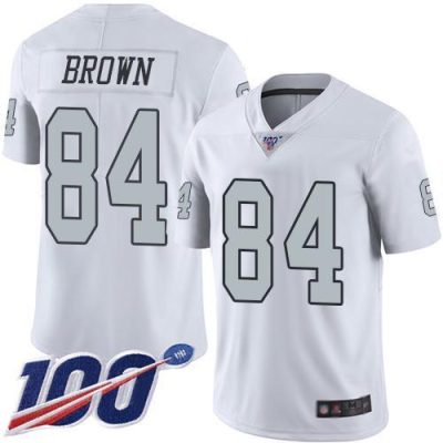 Nike Las Vegas Raiders #84 Antonio Brown White Stitched NFL Limited Rush 100th Season Jersey