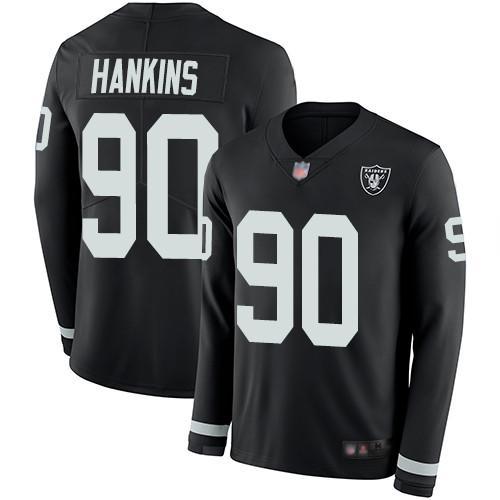 Nike Las Vegas Raiders #90 Johnathan Hankins Black Team Color Stitched NFL Limited Therma Long Sleeve Jersey