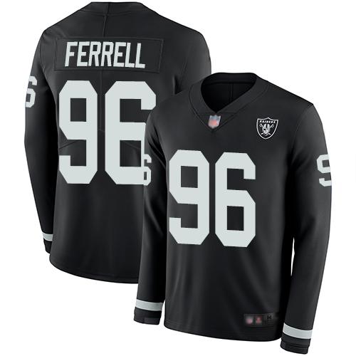 Nike Las Vegas Raiders #96 Clelin Ferrell Black Team Color Stitched NFL Limited Therma Long Sleeve Jersey