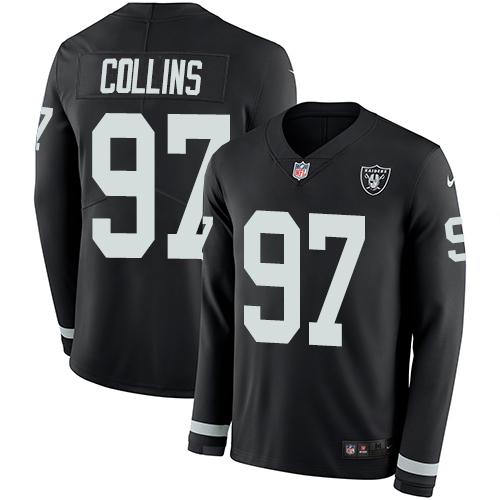 Nike Las Vegas Raiders #97 Maliek Collins Black Team Color Stitched NFL Limited Therma Long Sleeve Jersey
