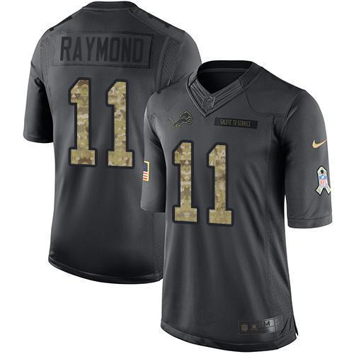 Nike Lions #11 Kalif Raymond Black Stitched NFL Limited Rush Jersey
