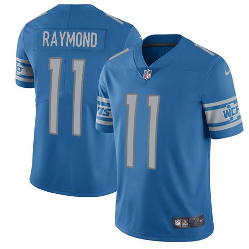 Nike Lions #11 Kalif Raymond Blue Team Color Stitched NFL Vapor Untouchable Limited Jersey