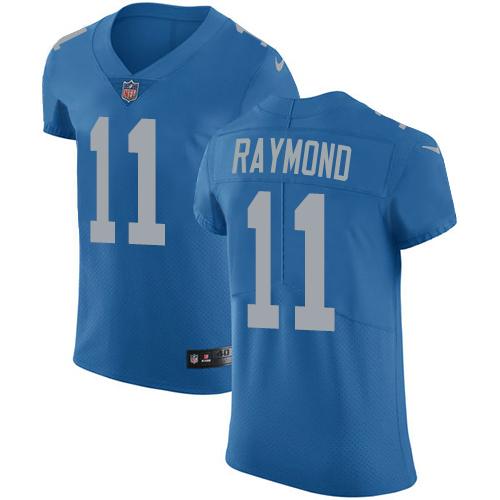 Nike Lions #11 Kalif Raymond Blue Throwback Stitched NFL Vapor Untouchable Elite Jersey
