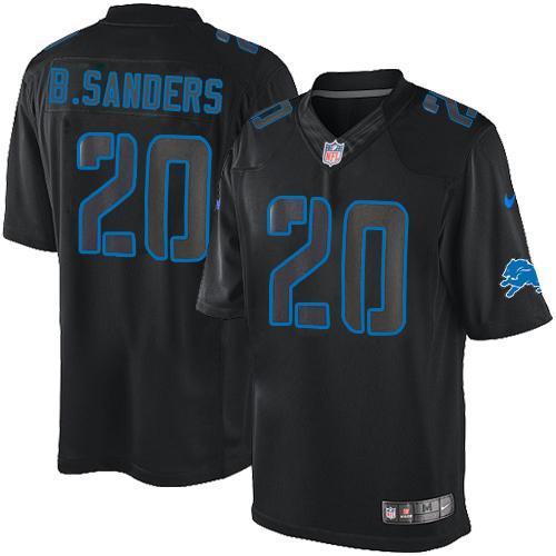 Nike Lions #20 Barry Sanders Black Stitched NFL Impact Limited Jersey