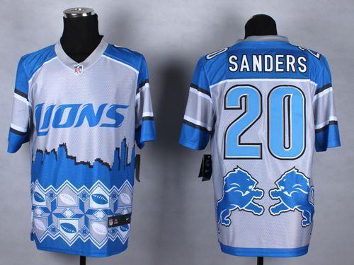 Nike Lions #20 Barry Sanders Blue Stitched NFL Elite Noble Fashion Jersey