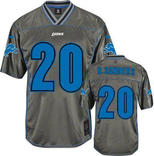 Nike Lions #20 Barry Sanders Grey Stitched NFL Elite Vapor Jersey