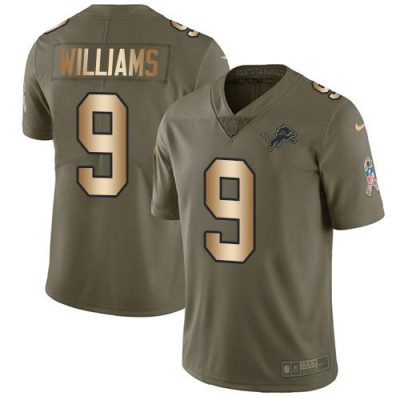 Nike Lions #9 Jameson Williams Olive/Gold Stitched NFL Limited 2017 Salute To Service Jersey