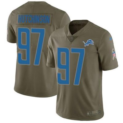 Nike Lions #97 Aidan Hutchinson Olive Stitched NFL Limited 2017 Salute To Service Jersey