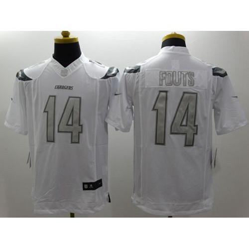 Nike Los Angeles Chargers #14 Dan Fouts White Stitched NFL Limited Platinum Jersey