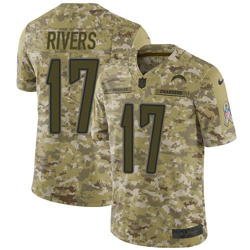 Nike Los Angeles Chargers #17 Philip Rivers Camo Stitched NFL Limited 2018 Salute To Service Jersey