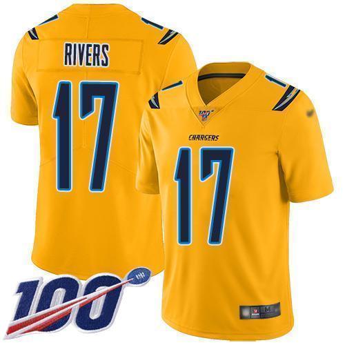Nike Los Angeles Chargers #17 Philip Rivers Gold Stitched NFL Limited Inverted Legend 100th Season Jersey