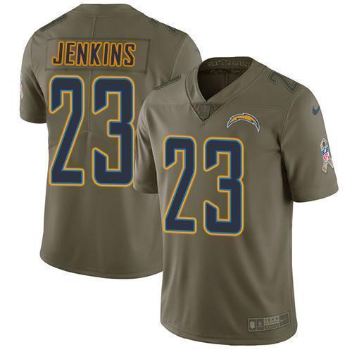 Nike Los Angeles Chargers #23 Rayshawn Jenkins Olive Stitched NFL Limited 2017 Salute To Service Jersey