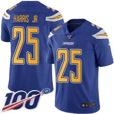 Nike Los Angeles Chargers #25 Chris Harris Jr Electric Blue Stitched NFL Limited Rush 100th Season Jersey