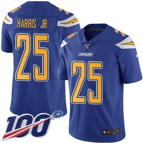 Nike Los Angeles Chargers #25 Chris Harris Jr Electric Blue Stitched NFL Limited Rush 100th Season Jersey