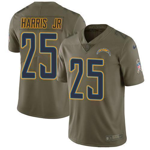 Nike Los Angeles Chargers #25 Chris Harris Jr Olive Stitched NFL Limited 2017 Salute To Service Jersey