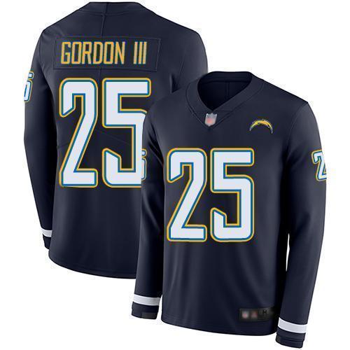 Nike Los Angeles Chargers #25 Melvin Gordon III Navy Blue Team Color Stitched NFL Limited Therma Long Sleeve Jersey