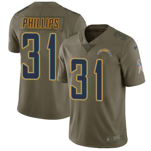 Nike Los Angeles Chargers #31 Adrian Phillips Olive Stitched NFL Limited 2017 Salute To Service Jersey