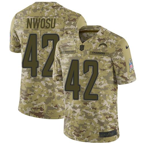 Nike Los Angeles Chargers #42 Uchenna Nwosu Camo Stitched NFL Limited 2018 Salute To Service Jersey