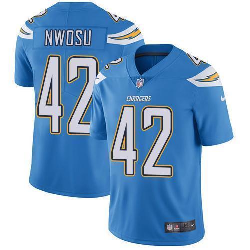 Nike Los Angeles Chargers #42 Uchenna Nwosu Electric Blue Alternate Stitched NFL Vapor Untouchable Limited Jersey