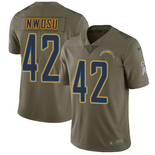 Nike Los Angeles Chargers #42 Uchenna Nwosu Olive Stitched NFL Limited 2017 Salute To Service Jersey