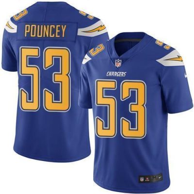 Nike Los Angeles Chargers #53 Mike Pouncey Electric Blue Stitched NFL Limited Rush Jersey