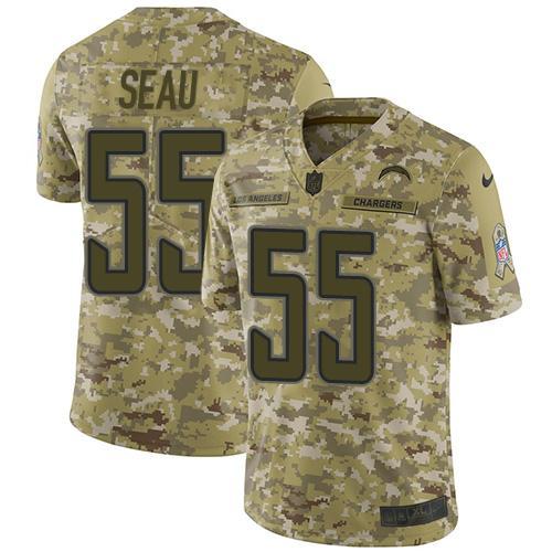 Nike Los Angeles Chargers #55 Junior Seau Camo Stitched NFL Limited 2018 Salute To Service Jersey