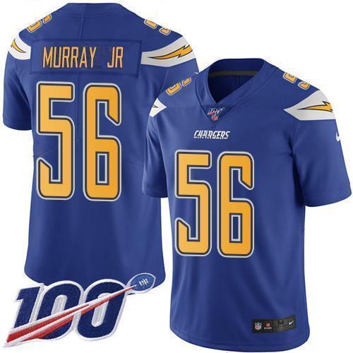 Nike Los Angeles Chargers #56 Kenneth Murray Jr Electric Blue Stitched NFL Limited Rush 100th Season Jersey