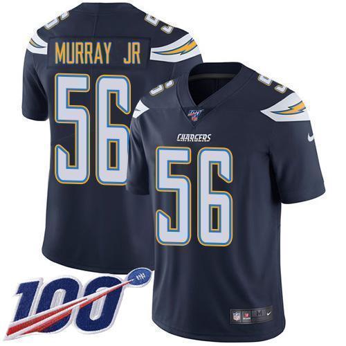 Nike Los Angeles Chargers #56 Kenneth Murray Jr Navy Blue Team Color Stitched NFL 100th Season Vapor Untouchable Limited Jersey