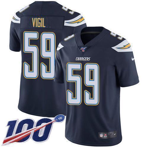 Nike Los Angeles Chargers #59 Nick Vigil Navy Blue Team Color Stitched NFL 100th Season Vapor Untouchable Limited Jersey
