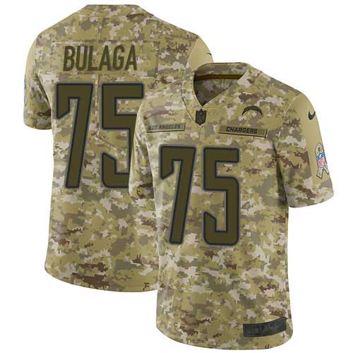 Nike Los Angeles Chargers #75 Bryan Bulaga Camo Stitched NFL Limited 2018 Salute To Service Jersey