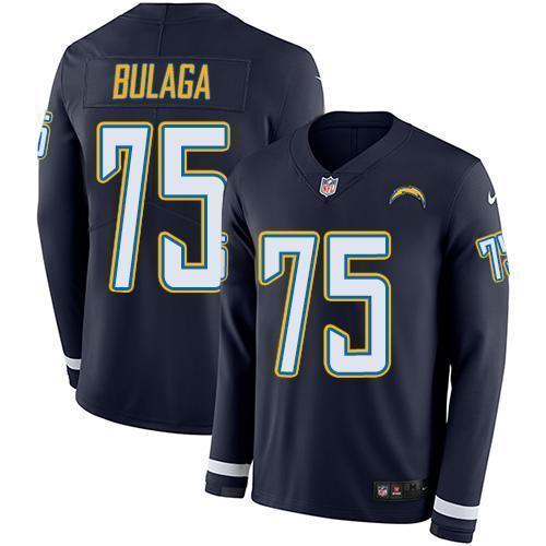 Nike Los Angeles Chargers #75 Bryan Bulaga Navy Blue Team Color Stitched NFL Limited Therma Long Sleeve Jersey